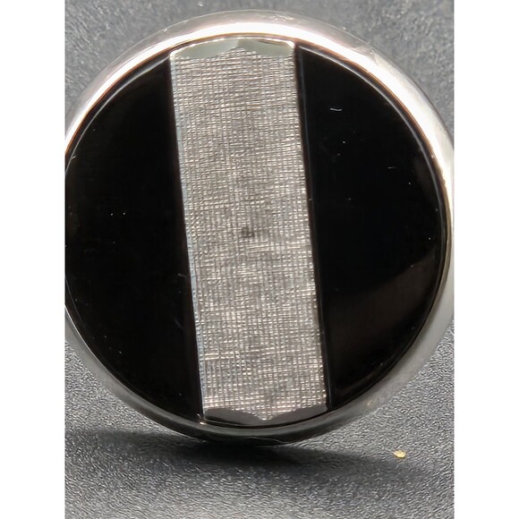 Vintage Black and Silver Round Swank Men's Cufflinks - Picture 3 of 5